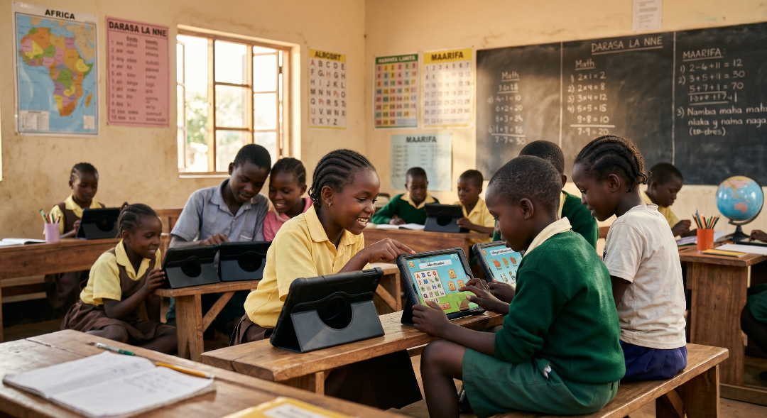 African students learning digitally